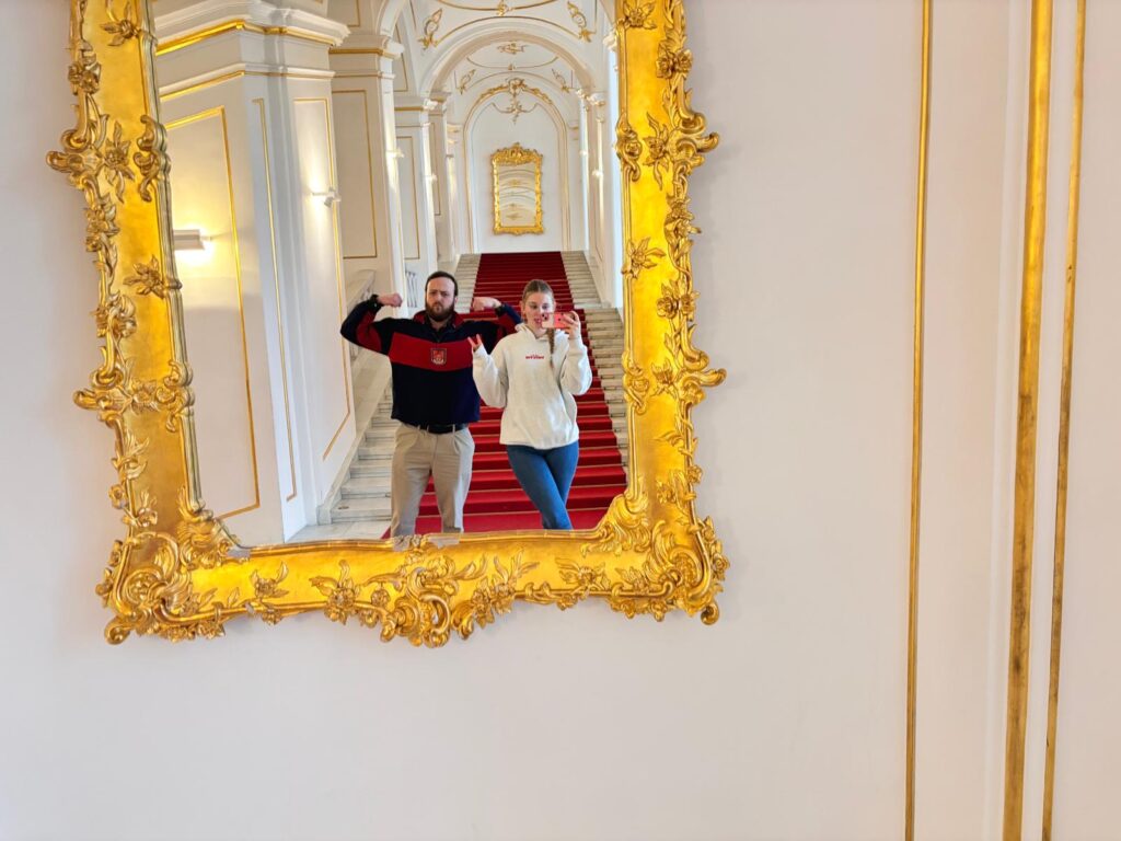 Us in a mirror in Bratislava Castle